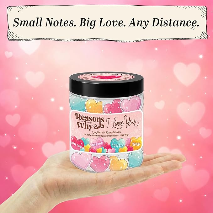 Miarita Love Messages In A Jar - 60 Reasons I Love You, Romantic Present for Boyfriend Girlfriend, Funny Wedding Anniversary Birthday Gift for Women Men Couples Wife Husband, Newlywed Gift for Couple