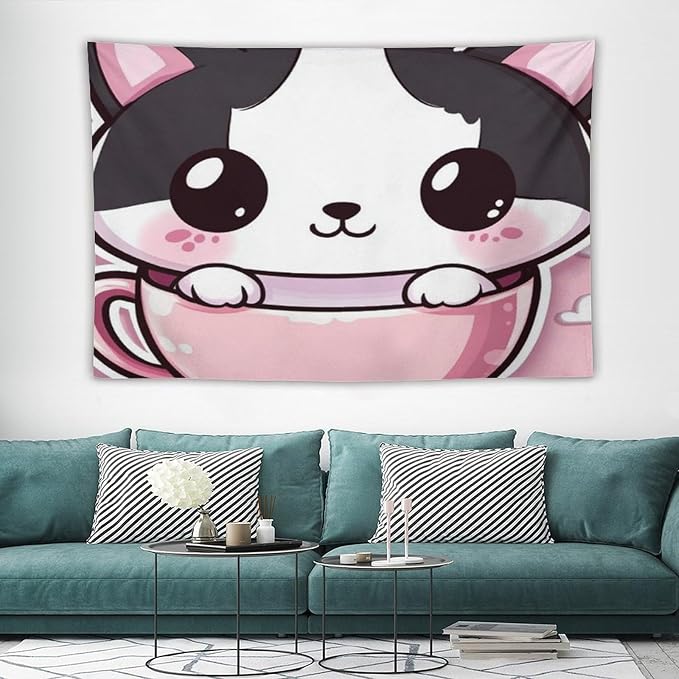 MaSiledy Tapestries Kawaii Cat Tapestry Cat Lover Gifts Wall Art Tapestry for Bedroom Aesthetic Wall Art Home Decoration for Bedroom Living Room Dorm 40"x60" Tapestries for Bedroom Living Room Dorm