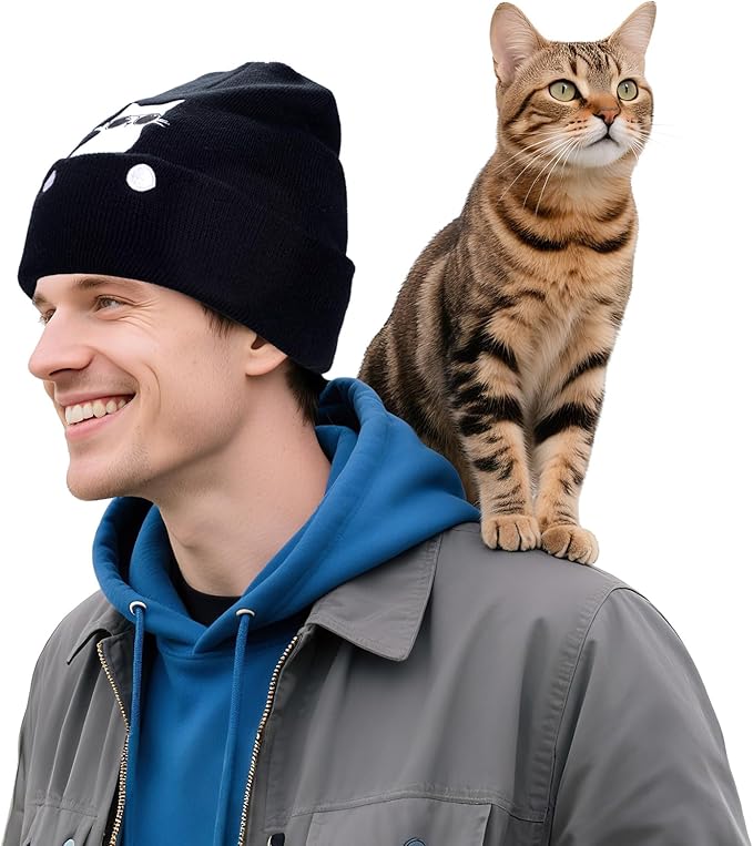 Winter Knitted Beanie Hat and Themed Scoks for Dog Cat Lover Gifts, Christmas Stocking Stuffers for Men Women
