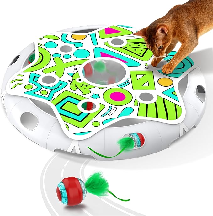 Cat Toys Interactive Maze Game Mouse Catching for Indoor Cats (White, Large)