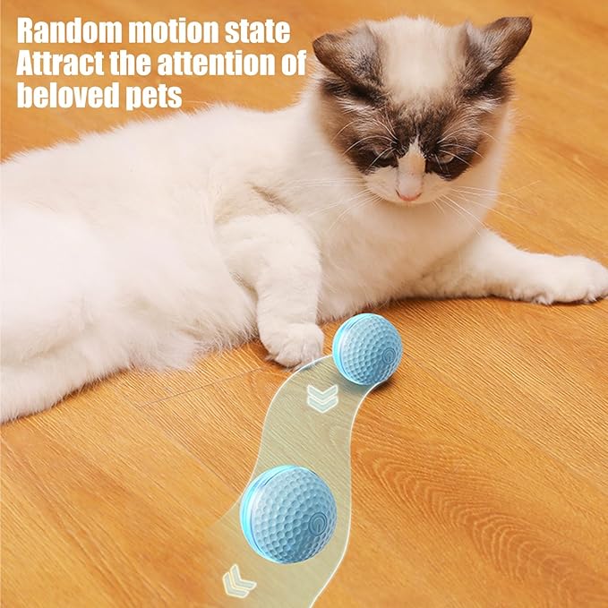 Electric Rolling Ball Cat Toy Automatic Moving Smart Ball with Light Interactive Kitten Teaser for Indoor Cats Bored Relief (Yellow)
