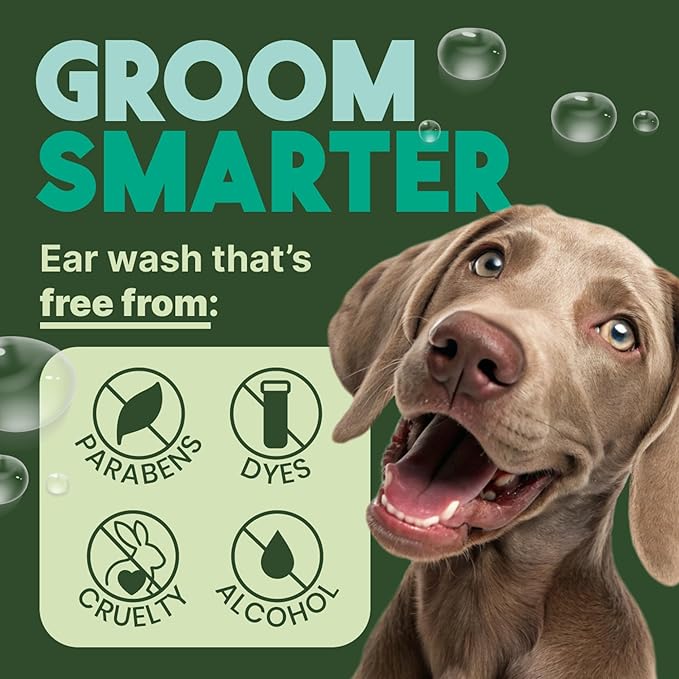 TropiClean Dog Ear Wash, Vet Recommended Ear Cleaning Solution for Itch Relief, Odor Eliminating, Non Stinging Alcohol-Free, Cat Safe, USA Made, 4oz