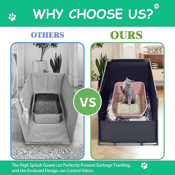 Extra Large Cat Litter Box Enclosure–Big Covered Litterbox with High Front Splash Guard, Waterproof&Portable Litter Box Cover for Indoor Cats,Kittens,Multiple Pets (Large)