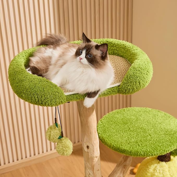 54'' Modern Cat Tree for Indoor Large Cats,Luxury Pear Theme Cat Tower with Soild Wood Sisal Scratching Post,Cute Condo for Home Decoration,All in One for Multi-cat Households