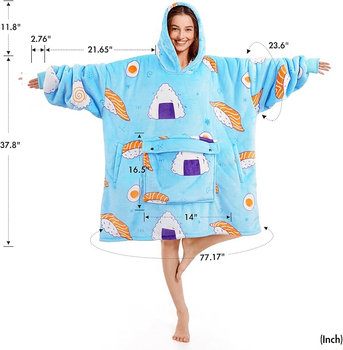Narecte Cozy Oversized Blanket Hoodie Wearable Blanket Adults Soft Hooded Blanket Hoodie Birthday Gifts for Women Christmas