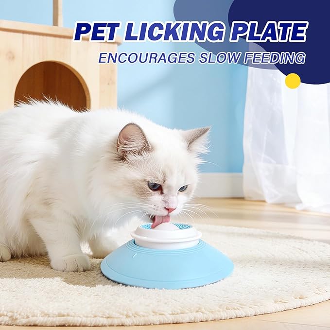 Cat Liquid/Wet Food Licking Bowl, Slow Feeding Pet Bowl, Cat Lick Ball Bowl, Non-Slip Design, Slow Eating, Pet Anxiety Relief Toy, Interactive Cat Bowl（White Ball）