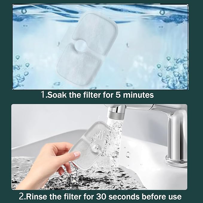 Cat Water Fountain Filter Replacements, 8 Months Set of Replacement Filters for Petli bro Dockstream Cat Water Fountain PLWF105/PLWF115/PLWF005 Ultra Quiet Fountain(16P)