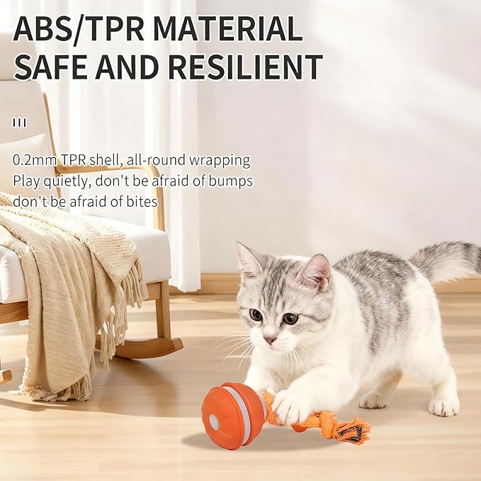 Interactive Dog & Cat Toys for Small Dogs and Indoor Cats - Automatic Moving Ball with Chirping Sound, Motion Activated Self Play Toy to Entertain Bored Pets, Durable USB-C Rechargeable (1 Blue)