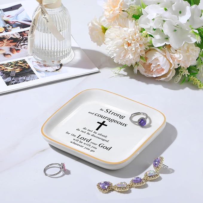 PUDDING CABIN Christian Gifts for Women Friends Faith Ring Dish, Religious Gift, Spiritual Gifts for Women Daughter Adult Sister Teen Girls Coworkers Christian Sisters