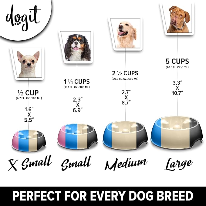Dogit Dog Bowl Slow Feeder, Pink, XS, Non-Slip Base, Easy to Clean, Promotes Healthy Eating