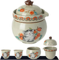 Mini Tea Cups,Cute Lucky Cat Cups,Small Tea Mugs,Porcelain Gongfu Tea set with 3 in 1,Tea Sets for Adults,Ceramic Tea Infuser Cup for Loose Leaf for Women/Tea Lovers/Birthday/Mother's Day (Green)