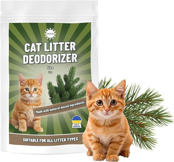 Cat Litter Deodorizer Powder - Litterbox Odor Eliminator - Smell Absorber for Litter Box and Scent Neutralizer (7 oz, Pine)