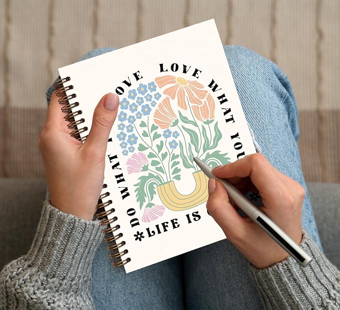 KDHTY Boho Floral Teacher Gifts,Teacher Notebook, Teacher Appreciation Gift,Love Appreciation Gift for Teacher,Back to School Gifts,Teacher Life Inspirational Teacher Hardcover Spiral Notebook,5.5x8.3