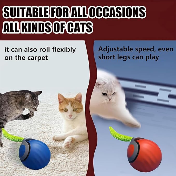 Smart Interactive Cat Toy,2025 New Generation Interactive Cats Toys,Interactive Cat Toys for Indoor C at Ball,Automatic Moving Cats Toy Ball with Tail (Orange)