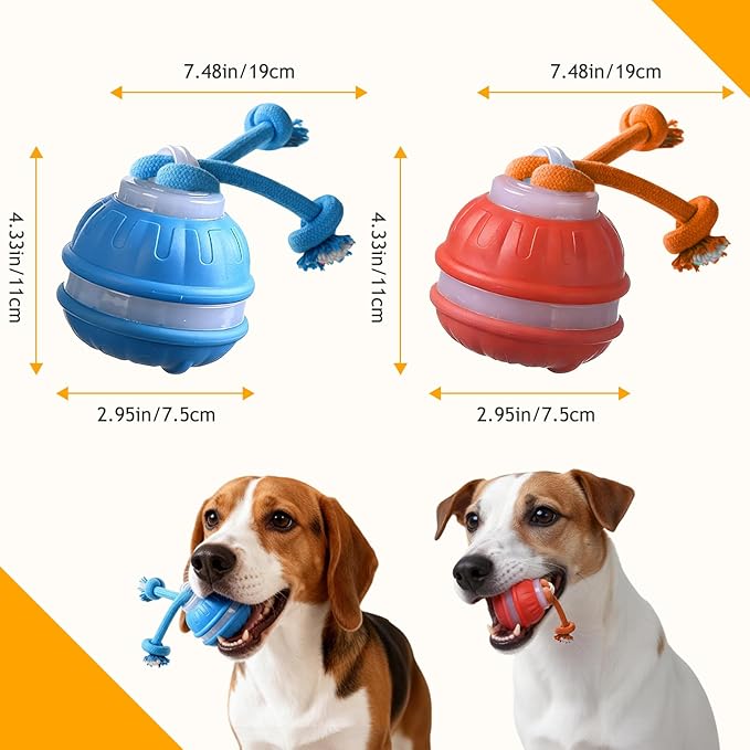 Interactive Dog Toy with Motion Activated, Automatic Rolling and Bouncing Moving Dog Toy, Squeaky Rolling Balls with Flashing Light, USB Rechargeable Chew Toys Pet Ball to Keep Them Busy