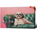 Shih Tzu With Champagne Wrapped Framed Print Poster Whimsical Pet Art Bar Cart Decor Wall Art Room Decor Aesthetics Ready To Hang 12X18 inch