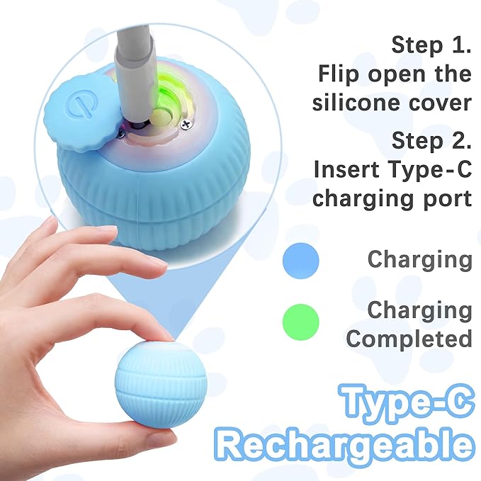 QUELIEN Cat Ball Toy, Interactive Cat Toy Ball with Automatic Moving & Rolling Motion, Electronic Cat Chase Toy for Indoor Cats, Smart Self Rolling Cat Ball