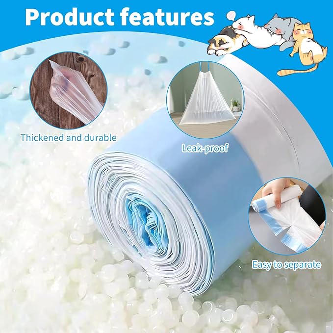 180 Count Cat Litter Box Liners Compatible with Petcove & Ducksky Automatic Self-Cleaning Cat Litter Box Bags - Drawstring Cat Litter Bags - Heavy Duty Tear-Resistant & Leak-Proof Refills