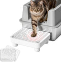 Cat Litter Box Step Ramp,Cat Litter Catcher Mat with ABS Material Base,Filter Function,Pedal Stool for Self-Cleaning Litter Box,Anti-Tracking & Non-Slip,Ideal for Kitten & Elderly Cats,White