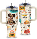 Black Girls Gifts for Women - 40oz Black Girls Tumbler with Handle and Straws Stainless Steel Insulated Travel Mugs, Leak-Proof, Inspiration Gifts for African Black Women Birthday Christmas Water Cups
