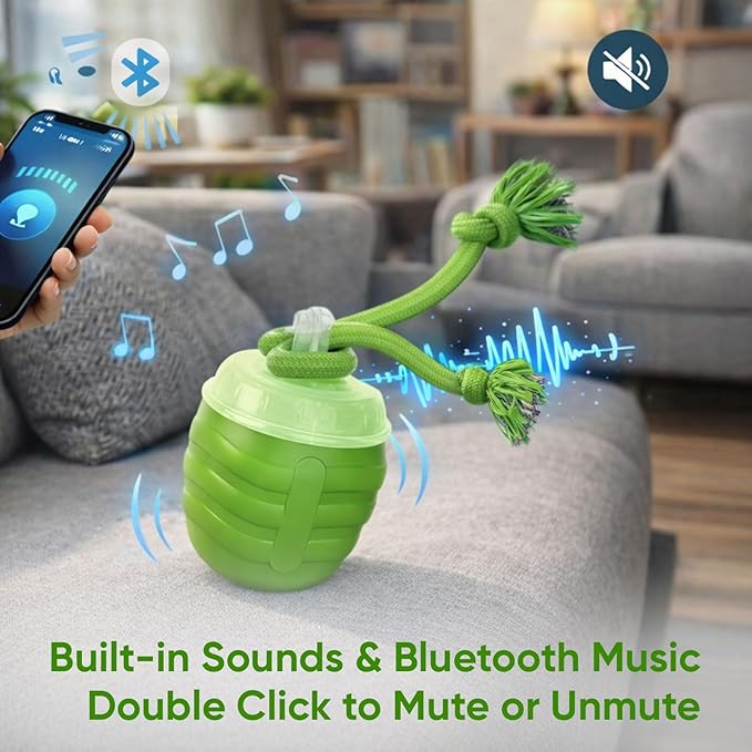 Smart Motion Pet Ball, Interactive Dog Toys, Motion Activated Automatic Rolling Ball for Small/Medium/Large Dogs with Music (Green)