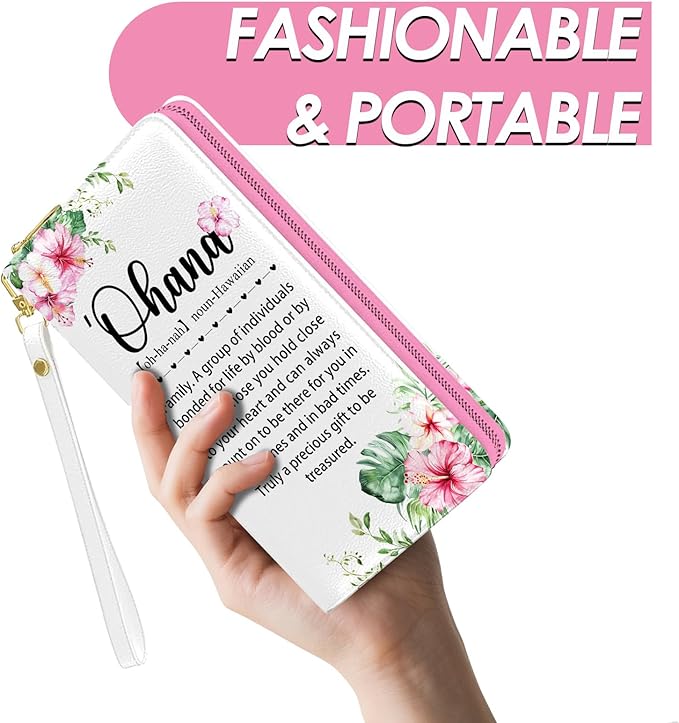 Hawaii Gifts Hawaiian Travel Souvenirs Gifts for Women, Wristlet Wallet For Women, Hawaii Card Holder Purse, Birthday Christmas Graduation Gifts, Hawaiian Ohana Aesthetic Office Daily Purse