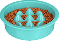 The Niner Slow Feed Bowl - Raised Peaks Slow Down Pets Eating - Fits Elevated Feeders Including Neater Feeder Large Sizes - Gentle on Teeth and Gums - Holds up to 2 Cups (Aquamarine)