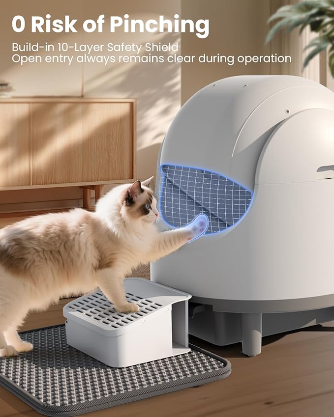 Automatic Cat Litter Box, Electric Large Open-Top Self Cleaning Litter Box for Multiple Cats, Smart APP Control, Multiple Safety Sensors, 1 Rolls Bags & 1 Mat, Arenero para Gatos Autolimpiable