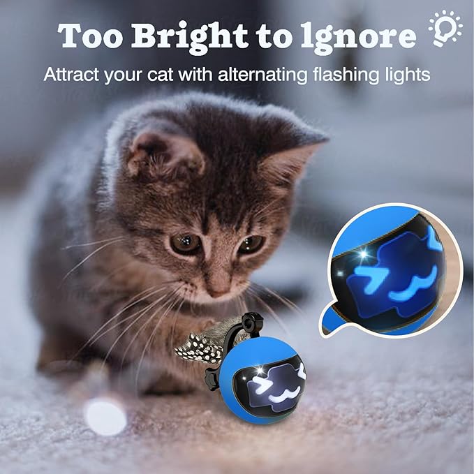 Moving Ball Cat Toys with Feather Tail, Rechargeable 2025 New Interactive Toy with Remote Control for Indoor Cats Exercise, Smart Interactive Kitten Rolling Ball