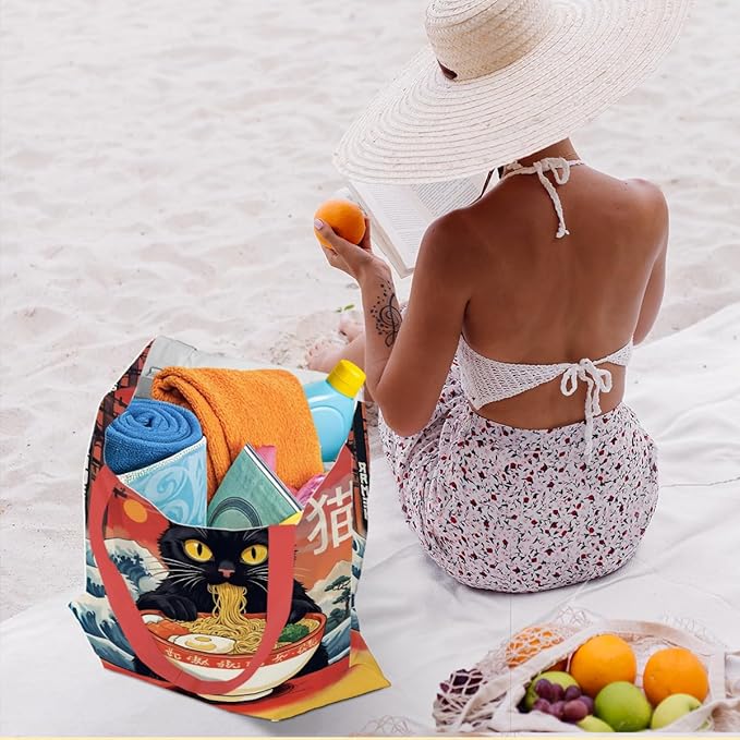 Hanamiya Na Tote Bag with Zipper Pockets, Tote Bag Reusable Shopping Grocery Bags Birthday Gifts for Women, Weekender Bags