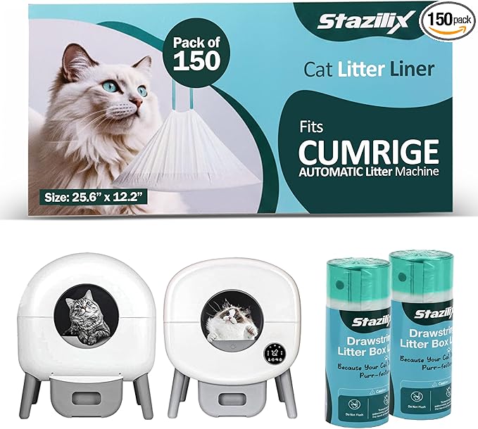 Cat Litter Liners Compatible with Cumrige Litter Box (M2) – 150 Count, Extra Thick, Heavy Duty