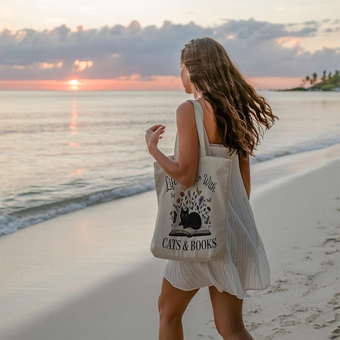 Pets Lover Gifts Tote Bag for Women, Dogs Cats Bee Aesthetic Canvas Bag with Inner Pocket