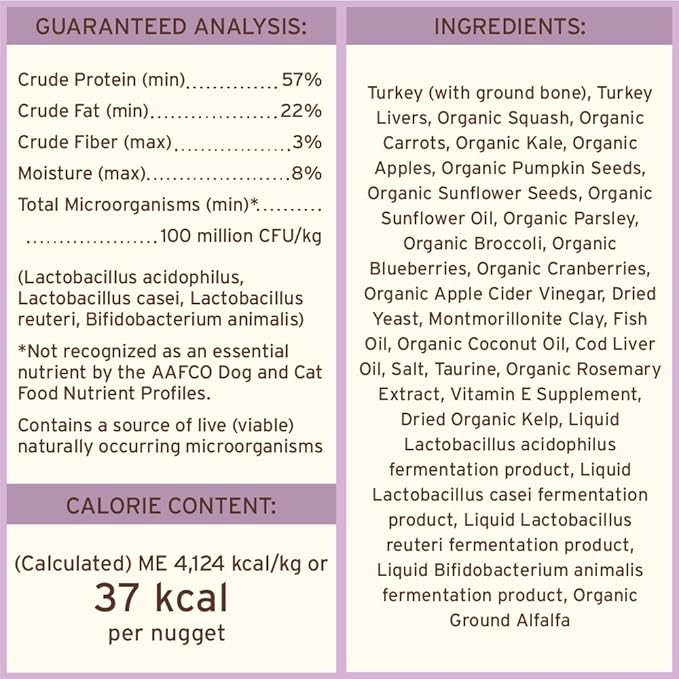 Primal Freeze Dried Raw Cat Food Nuggets Turkey, Complete & Balanced Meal or Topper, Premium, Healthy, Grain Free, High Protein Raw Cat Food with Probiotics (5.5 oz)