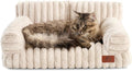 Hollypet Fluffy Dog Cat Bed Pet Couch Beds Plush Soft Warming Washable Puppy Bed for Small Medium Dogs and Large Cats, Cream, 24" L x 18" W x 10" Th