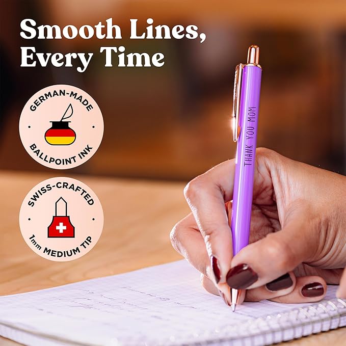 MESMOS 3Pk Fancy Pens for Mom, Mothers Day Gifts for Mom, Grandma Mothers Day Gift, Presents from Daughter or Son, Best Ever Smooth Writing Nice Pen Set