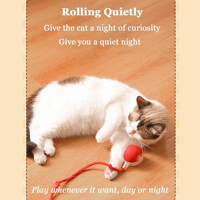 Smart Motion Pet Ball V2, Smart Interactive Rolling Pet Ball, Automatic Obstacle Avoidance ＆ Quiet Cat Toy with a Long Tail, The Ultimate Boredom-Buster for Both Cats and Dogs (Gray)