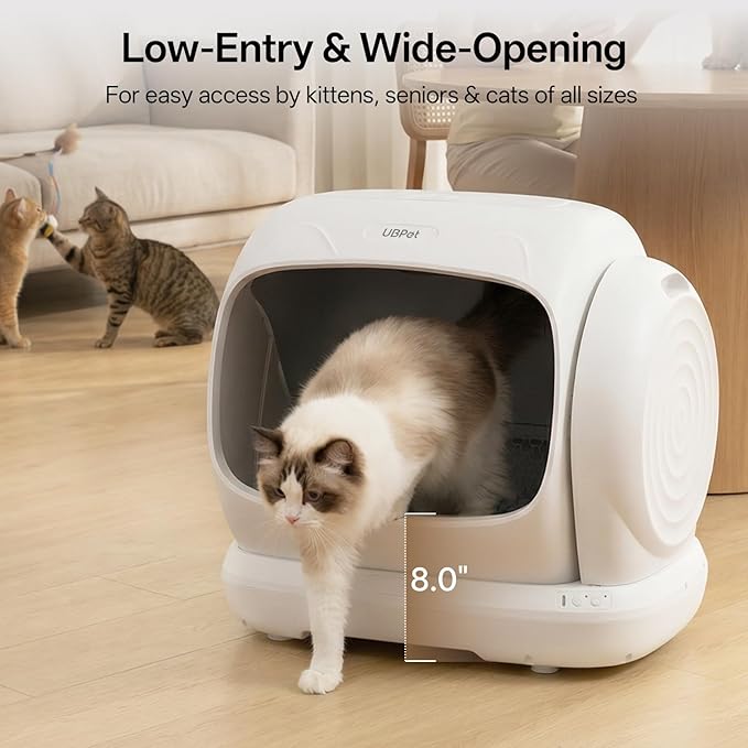 XXXL Self Cleaning Litter Box, 106L Automatic Litter Box with App Control,Odor Control,Safety Sensor,Anti-Pinch, Low Entrance Automatic Cat Litter Box for Multiple Cats