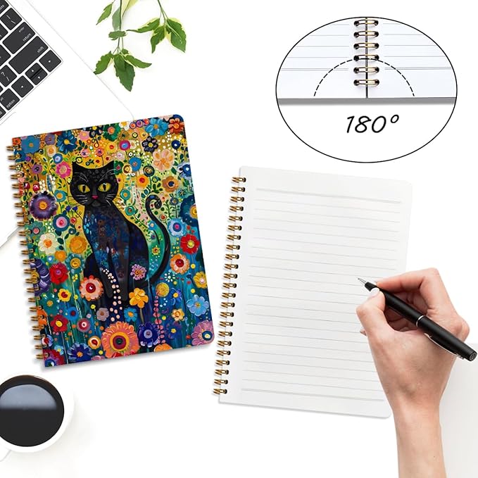 2 Packs Cat Spiral Notebook Aesthetic College Ruled Journaling Notebooks Cat Themed Gifts for Women Teacher Educator Cute Hardcover Notebook Journals for Writing Classroom Office Home Supplies