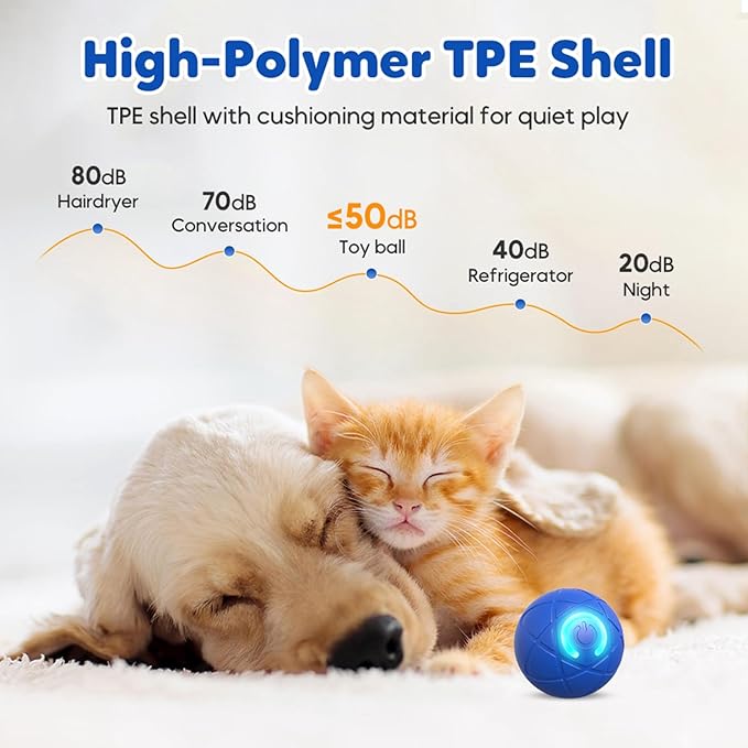 Upgraded Interactive Dog Ball, 2025 New Activated Automatic Rolling Balls for Dogs, Self Moving Vibrating Smart Jumping Bouncing and Rotating Pets Toy to Keep Them Busy (New - Orange)