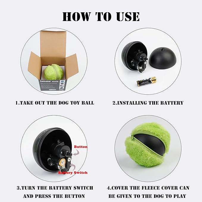 Active Rolling Ball for Dogs - Self Moving, Automatic, Electric, Funny Chew Plush Toys for Cats & Dogs