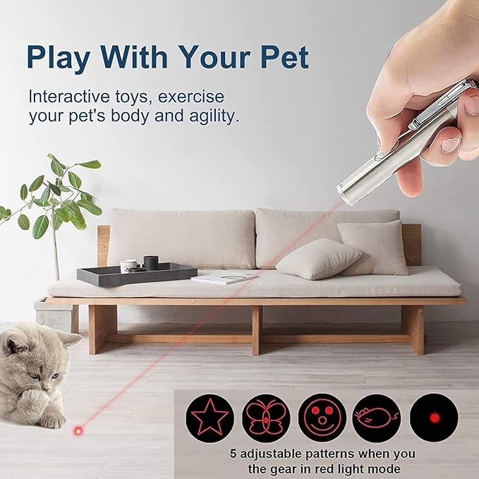 Cat Toy Pointer for Indoor, Cat Mouse Toys Wand Light Pet Interactive Toys to Keep Cat Busy, for Kitten Cat Dog Chase Play