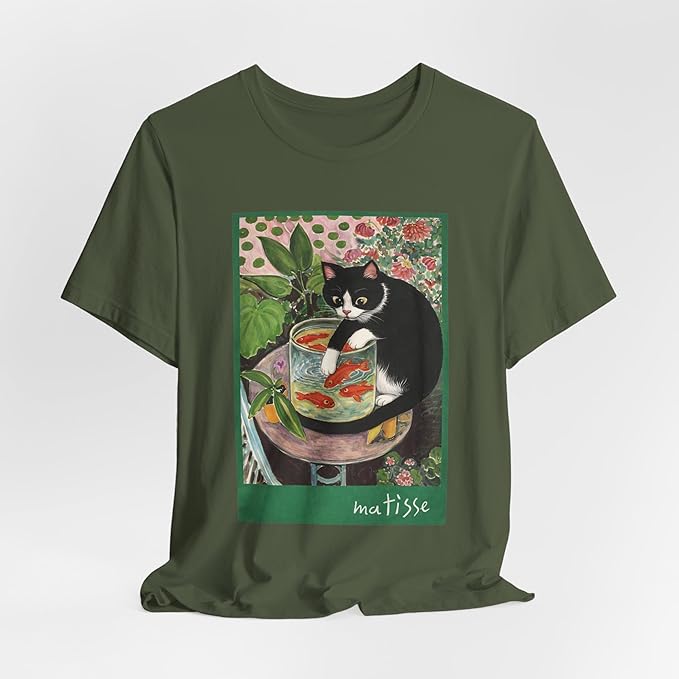 Vintage Cat Painting T Shirt, Matisse Inspired Cat Tee, Retro Art Aesthetic Shirt, Funny Cat Lover Gift