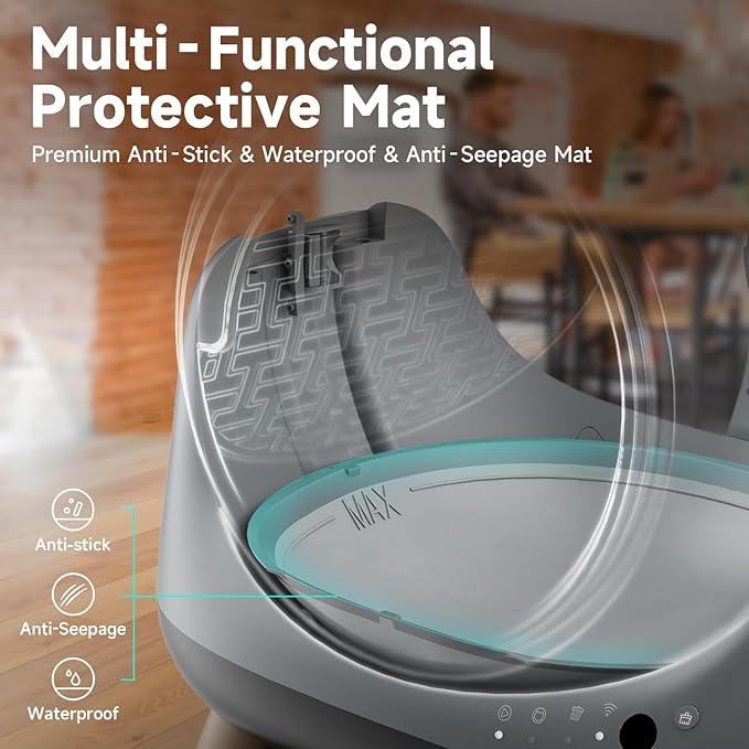 Used, Like New- Coziley G1 Self Cleaning Litter Box for Multiple Cats, Automatic Cat Litter Box with Smart APP Control and Health Monitoring, Includes 2 Roll Trash Bag and Litter Mat, Grey