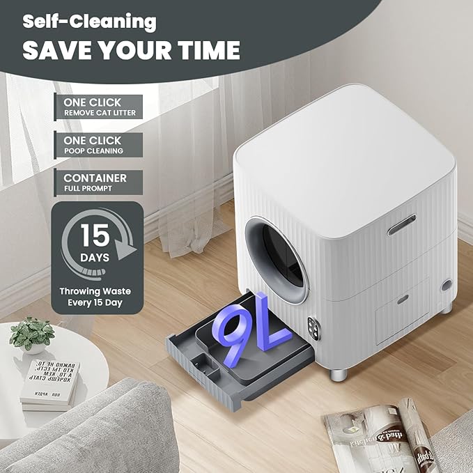 Upgraded Charmkit Self Cleaning Cat Litter Box With Electric Entrance Door, Video Monitor, Anti-Pinch, and Odor-Removal for Multiple Cats