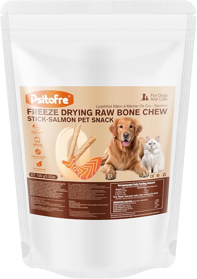 Freezed Dried Cat Teething Sticks, Cat Chew Stick for Dental Care, 1.7 oz Salmon and Chicken Flavour Cats Treats, Feline Freshens Breath Snacks