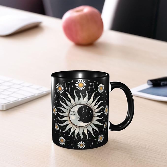 Moon and Sun Coffee Mug 11oz Ceramic Tea Cup With Handle Funny Porcelain Mugs for Women Dishwasher Microwave Safe