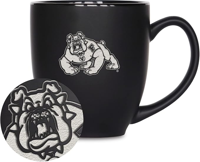 Rico Industries NCAA (D/E/F & G) Standard 15oz Laser Engraved Matte Black Ceramic Bistro Mug - For Hot or Cold Drinks