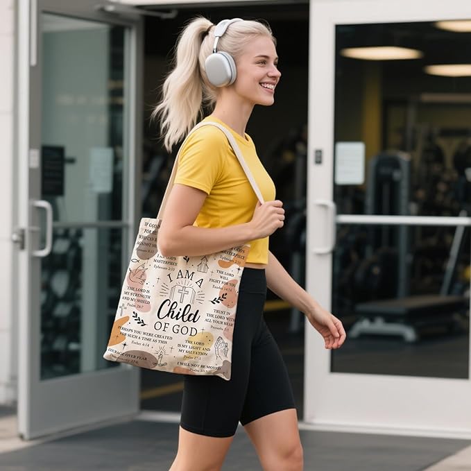 Aesthetic Canvas Tote Bag for Women - with Magnetic Snap Closure & Zipper Inner Pocket Reusable Bag for Shopping