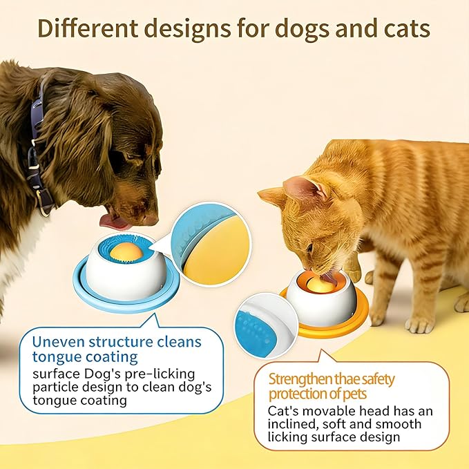 Dog Lick Bowl, Dog Cat Enrichment Toys - Interactive Slow Feeder & Anxiety Relief Treat Dispenser with Non-Slip Base for Puppy Kitten Mental Stimulation. (Blue-Dog)