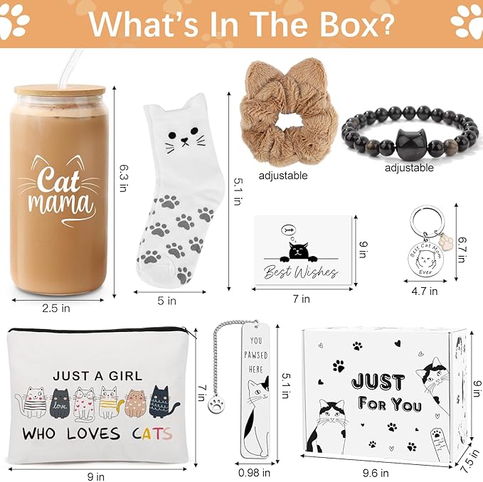 Cat Gift for Cat Lovers,Cat Mom Gifts for Women,Christmas Mothers Day Gifts for Cat Lovers,Birthday Gift Box for Friends Sisters Coworker